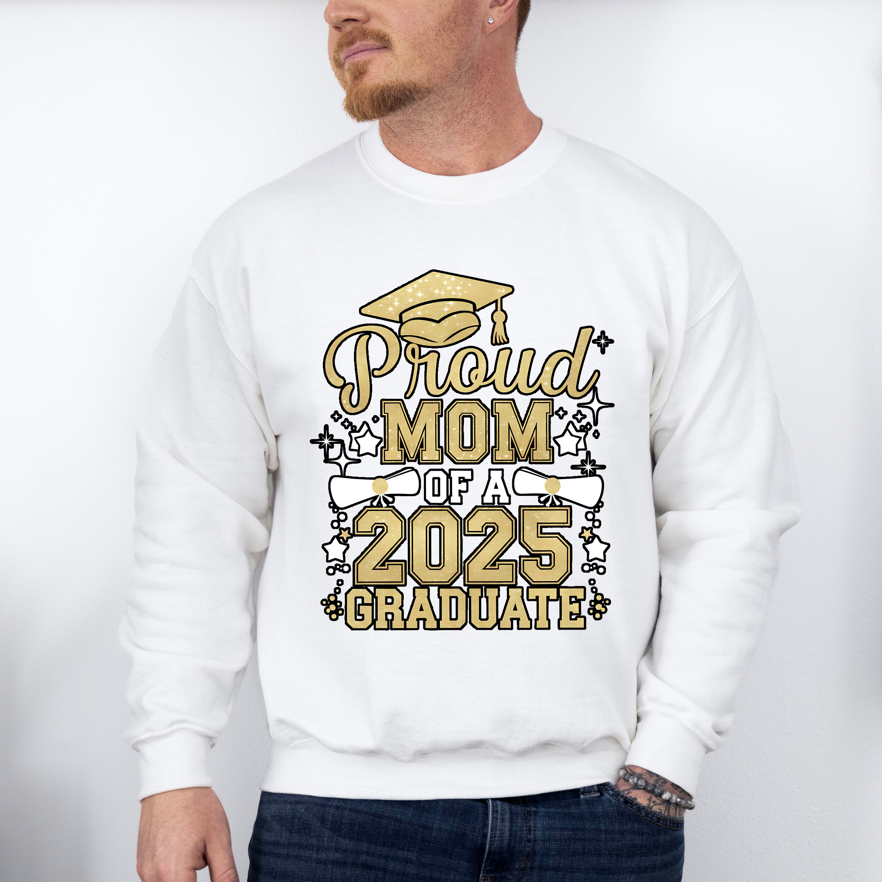 Proud Mom Of A 2025 Graduate - Graduation Unisex Crewneck T-Shirt Sweatshirt Hoodie