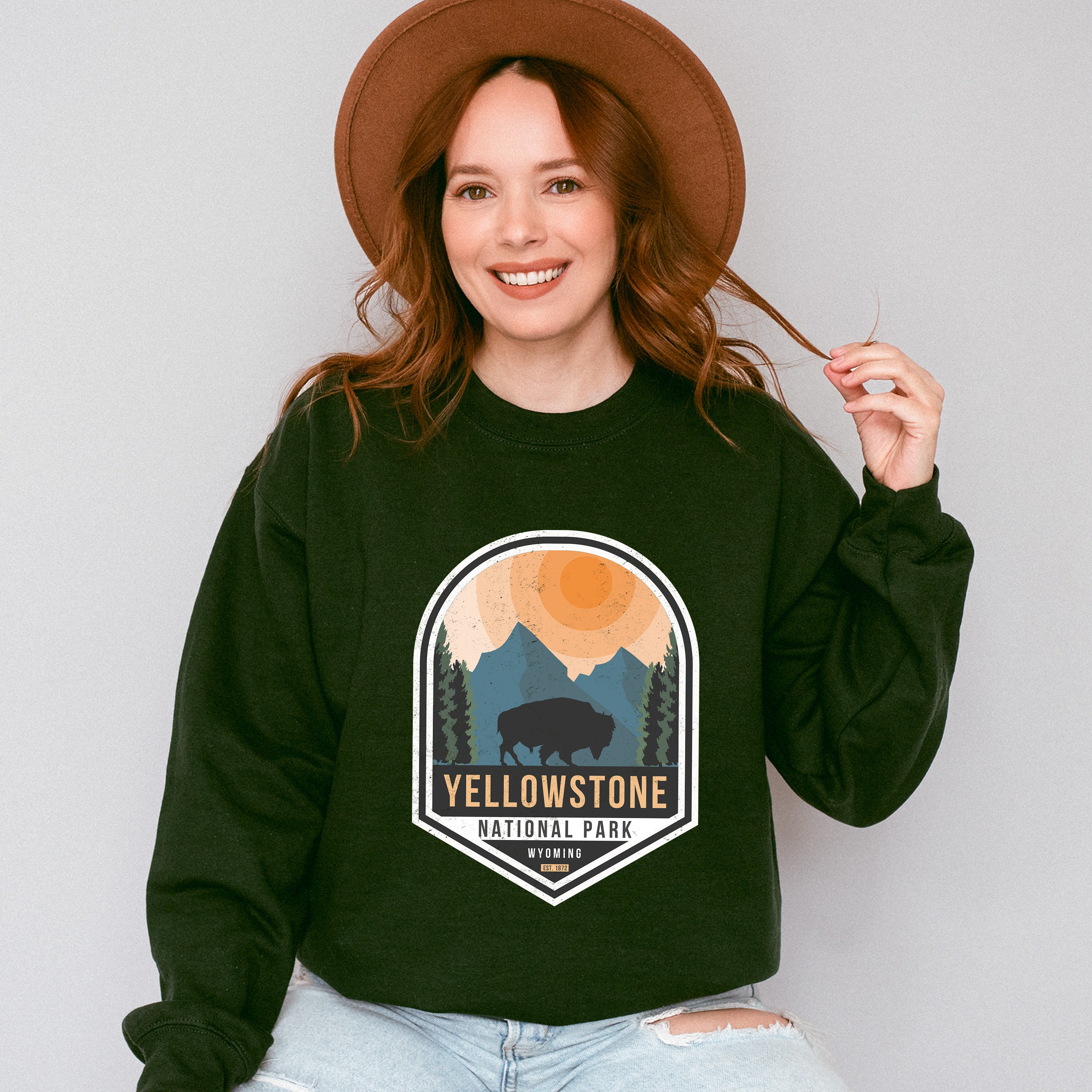 Yellowstone National Park Wyoming Design - National Park Theme Unisex Crewneck T-Shirt Sweatshirt Hoodie