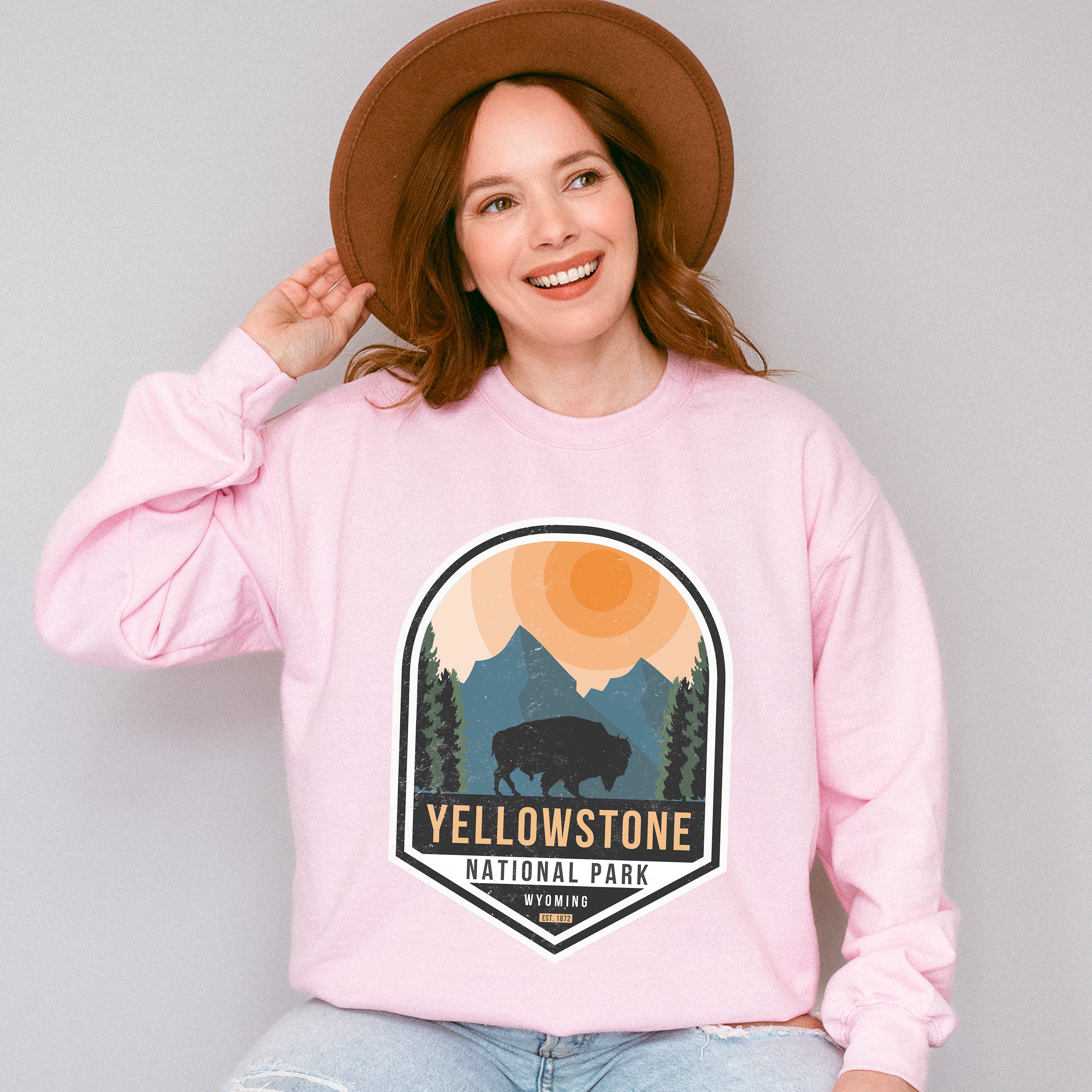 Yellowstone National Park Wyoming Design - National Park Theme Unisex Crewneck T-Shirt Sweatshirt Hoodie