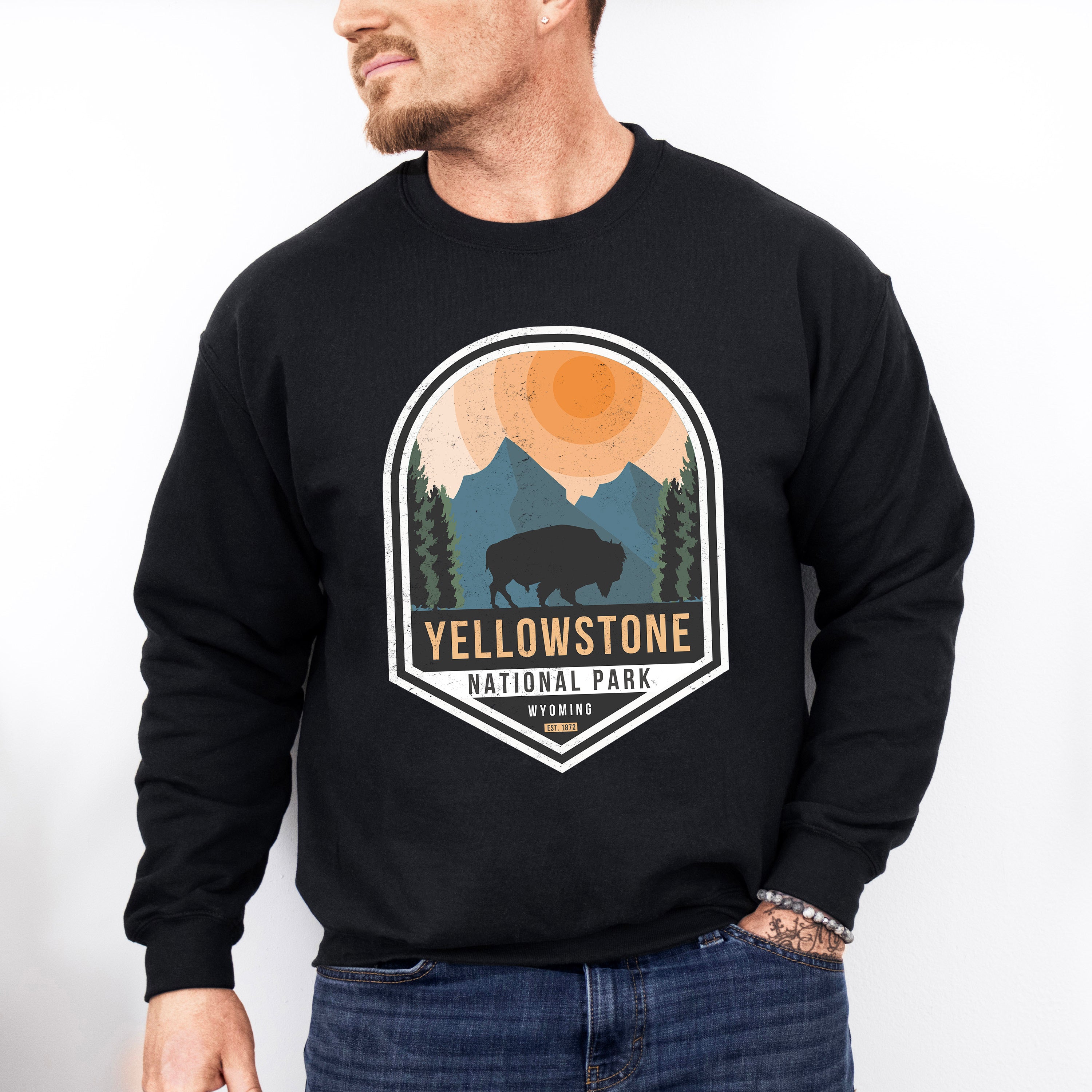 Yellowstone National Park Wyoming Design - National Park Theme Unisex Crewneck T-Shirt Sweatshirt Hoodie