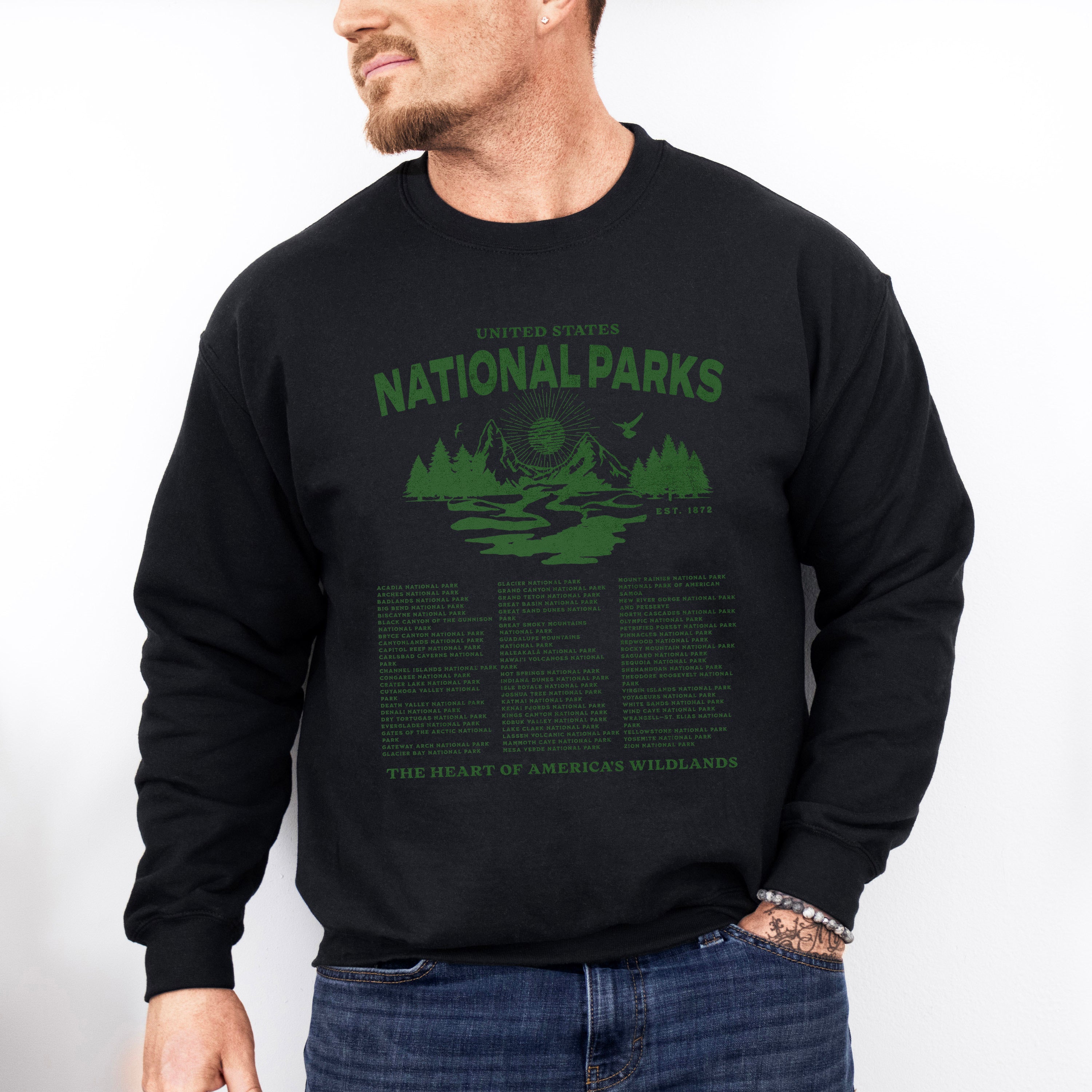 National Park The Heart Of America's Wildlands Design - National Park Theme Unisex Crewneck T-Shirt Sweatshirt Hoodie