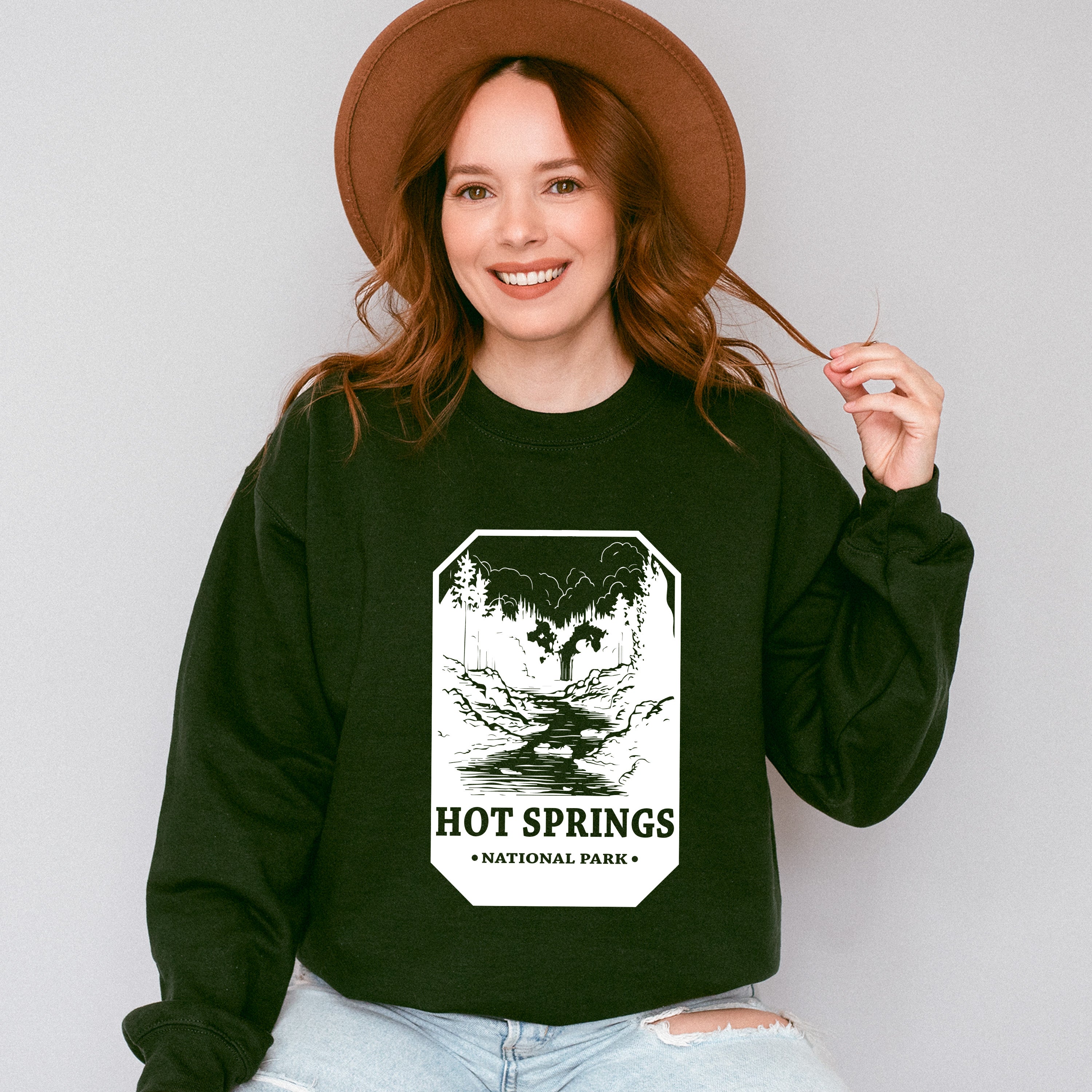 Hot Spring - National Park Theme Unisex Crewneck T-Shirt Sweatshirt Hoodie