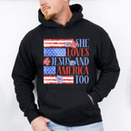 She Loves Jesus And America Too - 4th Of July Unisex Crewneck T-Shirt Sweatshirt Hoodie