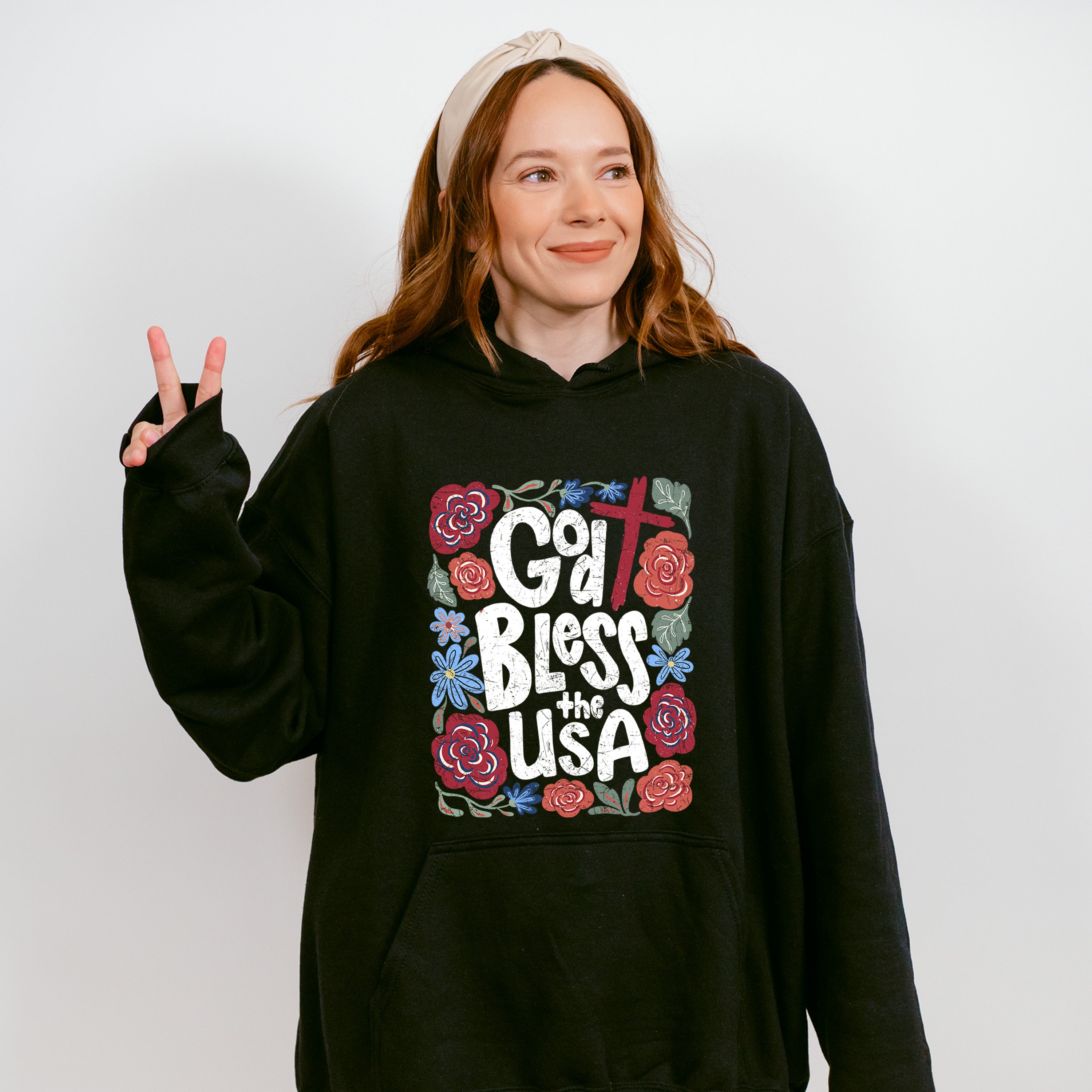 God Bless The USA Flowers - 4th Of July Unisex Crewneck T-Shirt Sweatshirt Hoodie