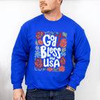 God Bless The USA Flowers - 4th Of July Unisex Crewneck T-Shirt Sweatshirt Hoodie