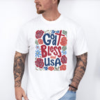 God Bless The USA Flowers - 4th Of July Unisex Crewneck T-Shirt Sweatshirt Hoodie