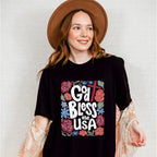 God Bless The USA Flowers - 4th Of July Unisex Crewneck T-Shirt Sweatshirt Hoodie
