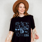 USA Statue of Liberty Blue Design - 4th Of July Unisex Crewneck T-Shirt Sweatshirt Hoodie