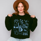USA Statue of Liberty Blue Design - 4th Of July Unisex Crewneck T-Shirt Sweatshirt Hoodie