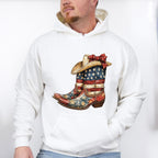 USA Flag Cowboy Boots And Hat - 4th Of July Unisex Crewneck T-Shirt Sweatshirt Hoodie