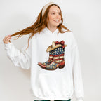 USA Flag Cowboy Boots And Hat - 4th Of July Unisex Crewneck T-Shirt Sweatshirt Hoodie