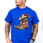 USA Flag Cowboy Boots And Hat - 4th Of July Unisex Crewneck T-Shirt Sweatshirt Hoodie