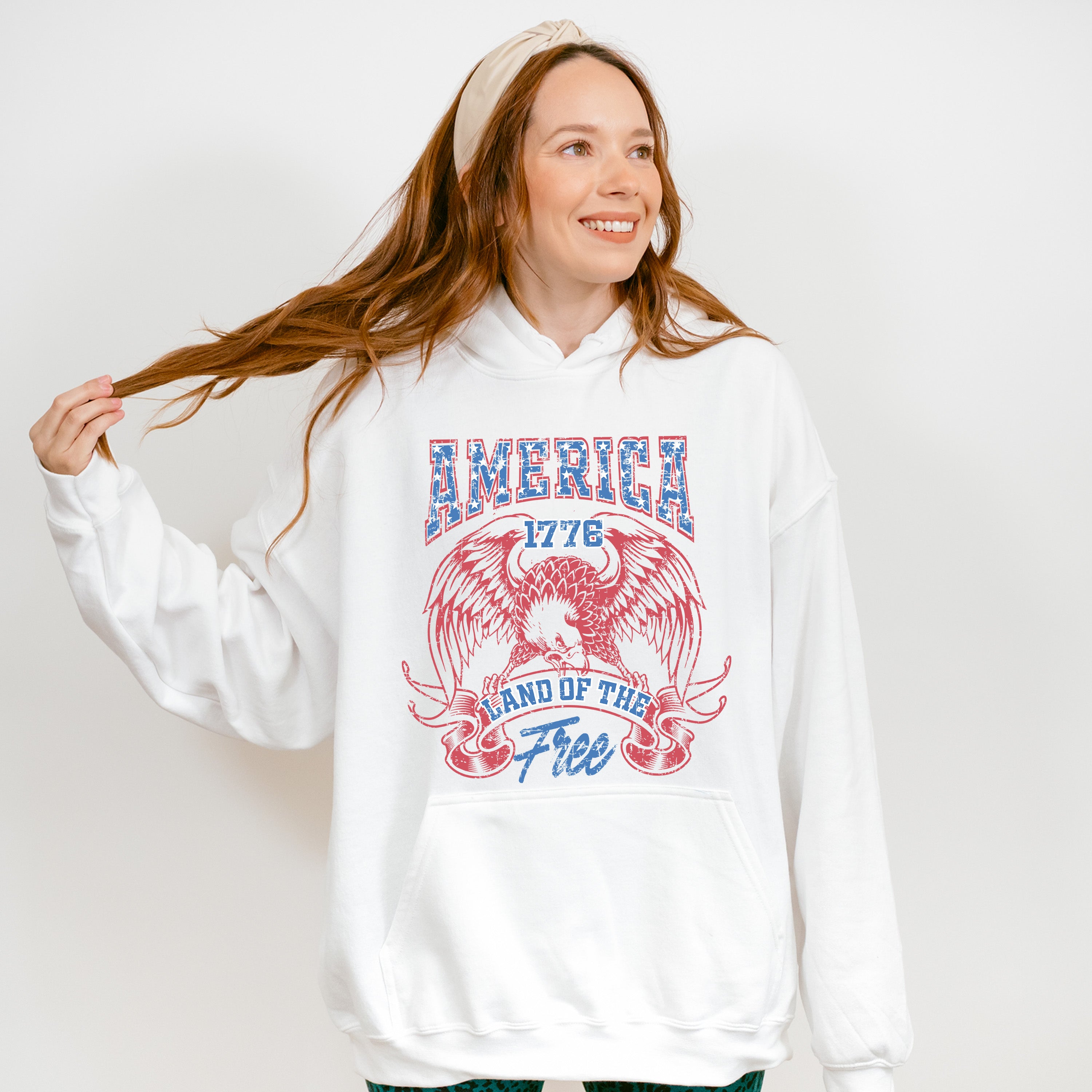 America 1776 Land Of The Free Hawk - 4th Of July Unisex Crewneck T-Shirt Sweatshirt Hoodie