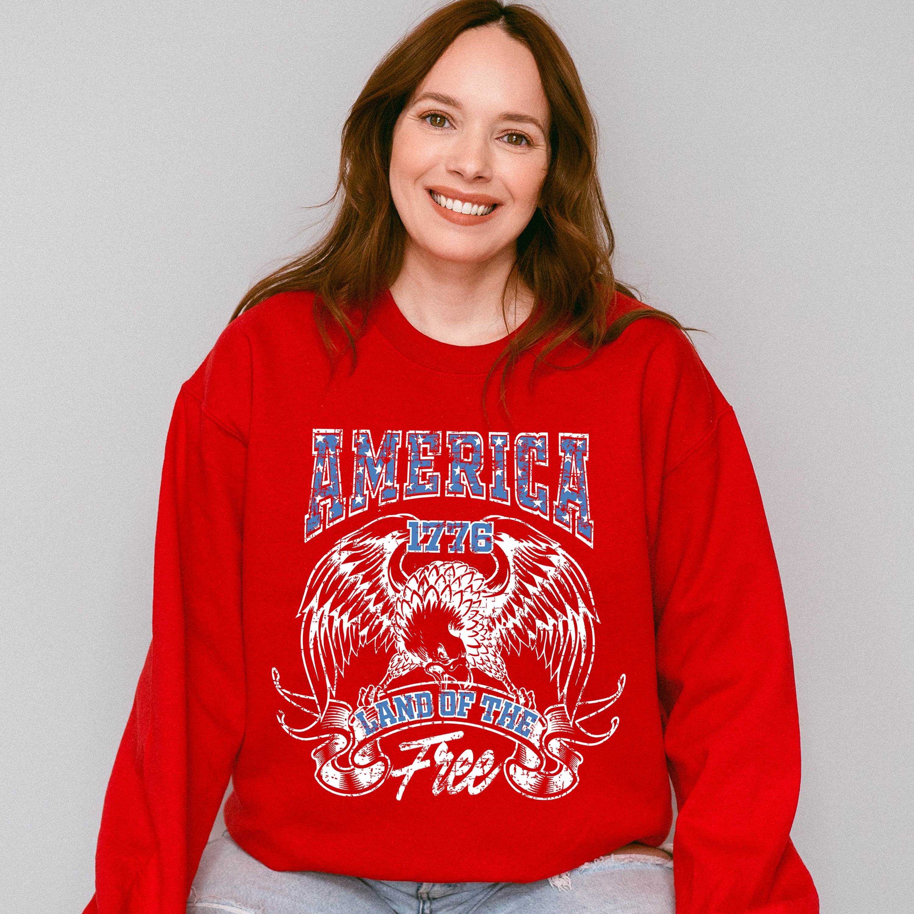 America 1776 Land Of The Free Hawk - 4th Of July Unisex Crewneck T-Shirt Sweatshirt Hoodie