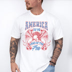 America 1776 Land Of The Free Hawk - 4th Of July Unisex Crewneck T-Shirt Sweatshirt Hoodie