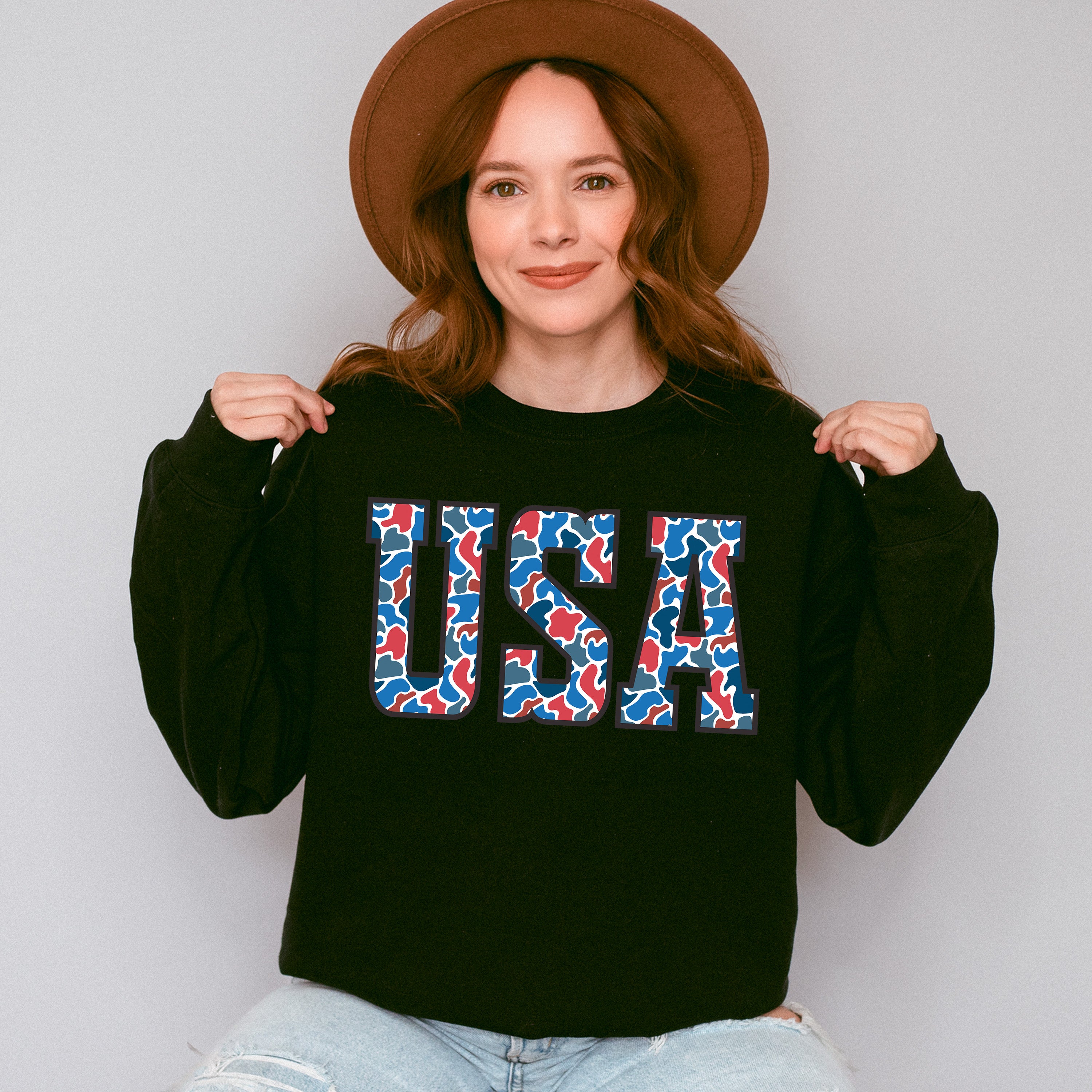 USA Red &amp; Blue Design - 4th Of July Unisex Crewneck T-Shirt Sweatshirt Hoodie