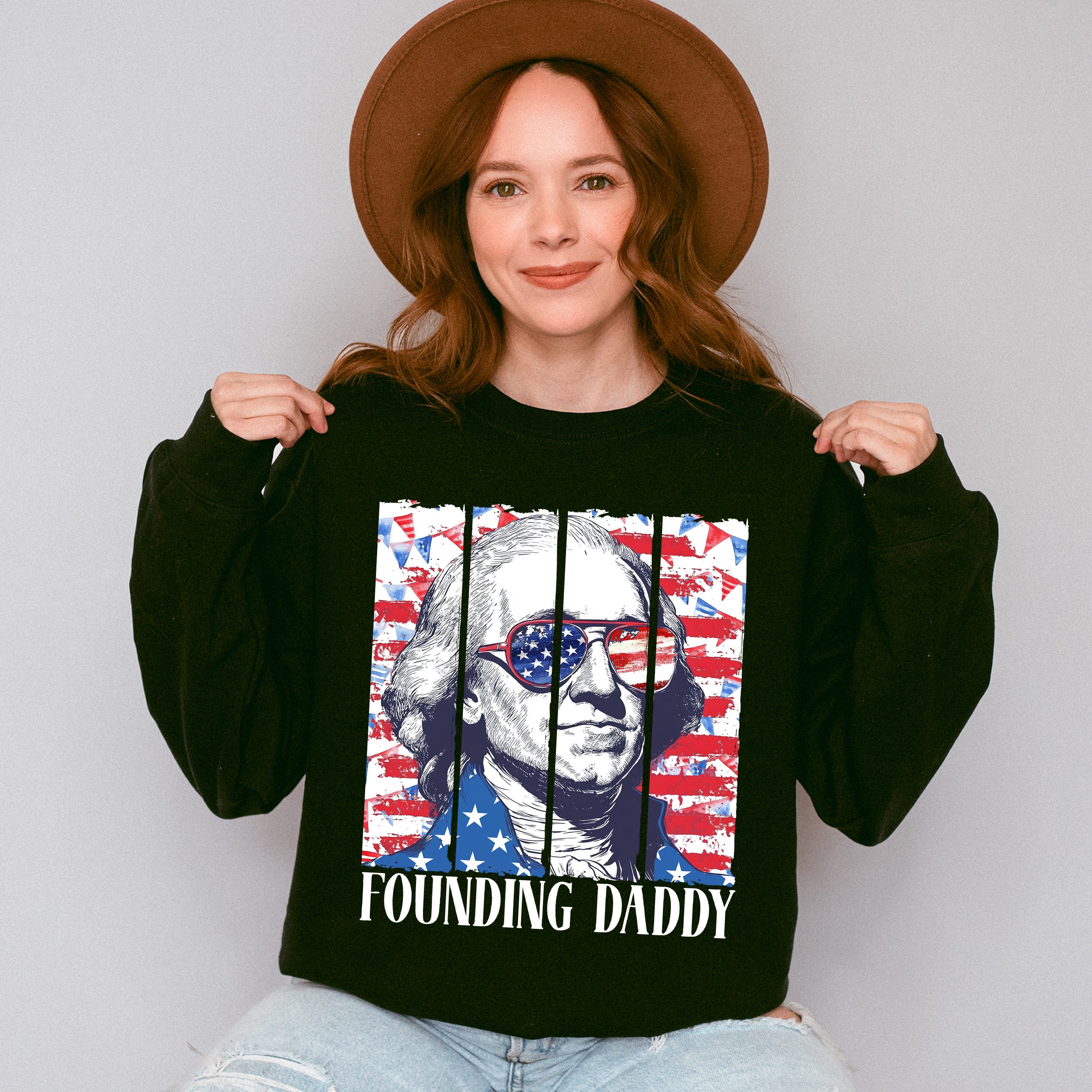 Founding Daddy Red &amp; White - 4th Of July Unisex Crewneck T-Shirt Sweatshirt Hoodie
