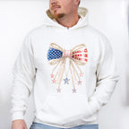 US Flag Ribbon With Pearls - 4th Of July Unisex Crewneck T-Shirt Sweatshirt Hoodie