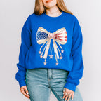 US Flag Ribbon With Pearls - 4th Of July Unisex Crewneck T-Shirt Sweatshirt Hoodie