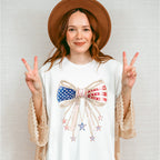 US Flag Ribbon With Pearls - 4th Of July Unisex Crewneck T-Shirt Sweatshirt Hoodie