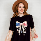 US Flag Ribbon With Pearls - 4th Of July Unisex Crewneck T-Shirt Sweatshirt Hoodie