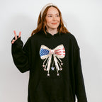 US Flag Ribbon With Pearls - 4th Of July Unisex Crewneck T-Shirt Sweatshirt Hoodie