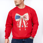 US Flag Ribbon With Pearls - 4th Of July Unisex Crewneck T-Shirt Sweatshirt Hoodie
