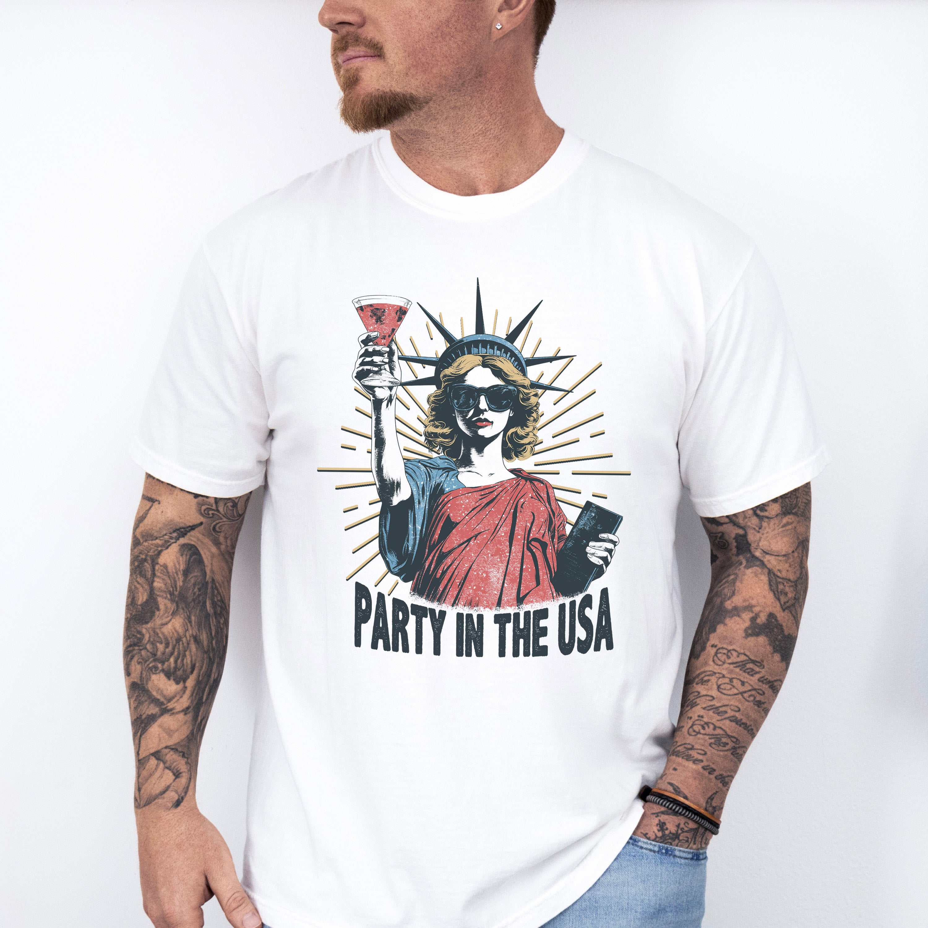 Party In The USA Statue Of Liberty - 4th Of July Unisex Crewneck T-Shirt Sweatshirt Hoodie
