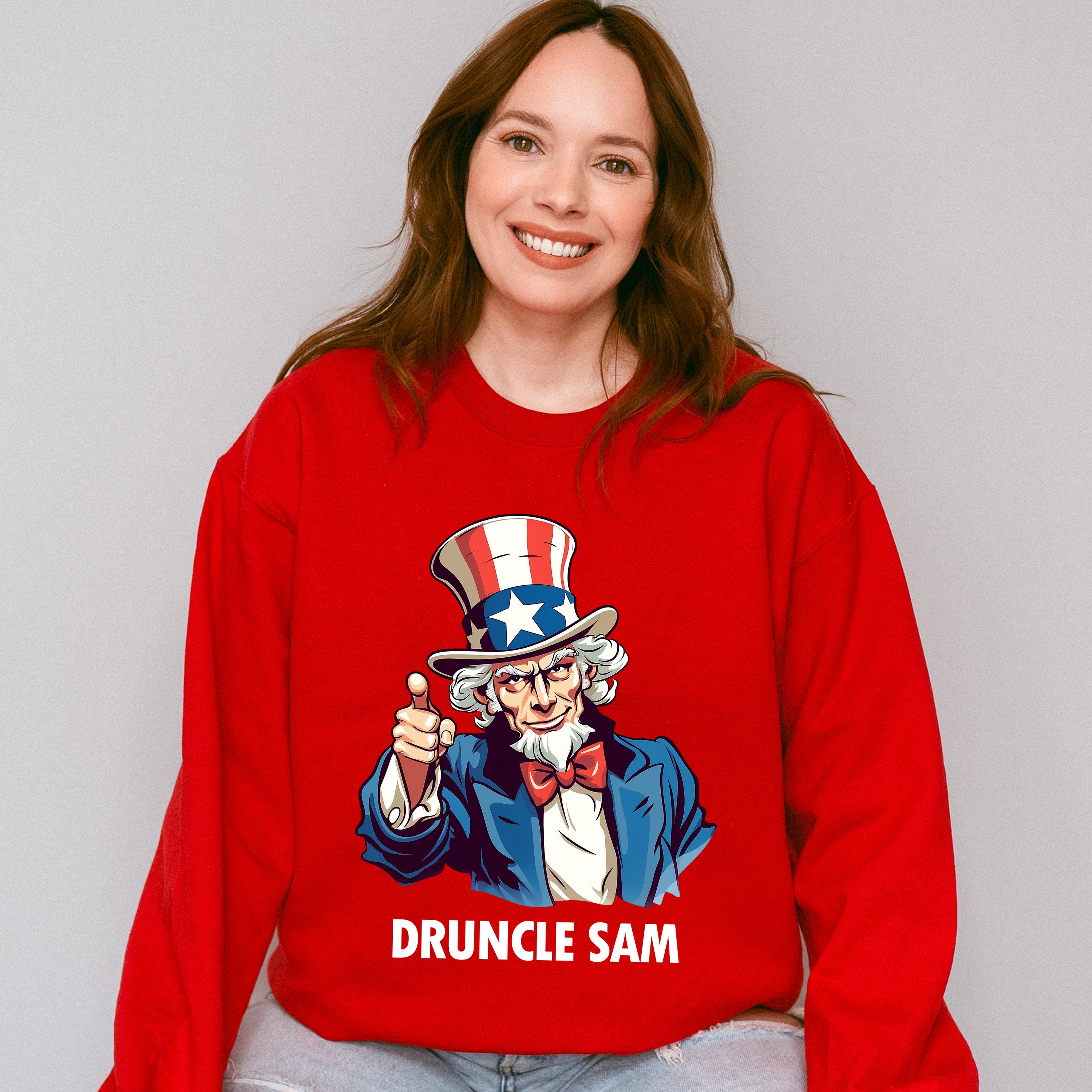 Druncle Sam B&amp;W - 4th Of July Unisex Crewneck T-Shirt Sweatshirt Hoodie