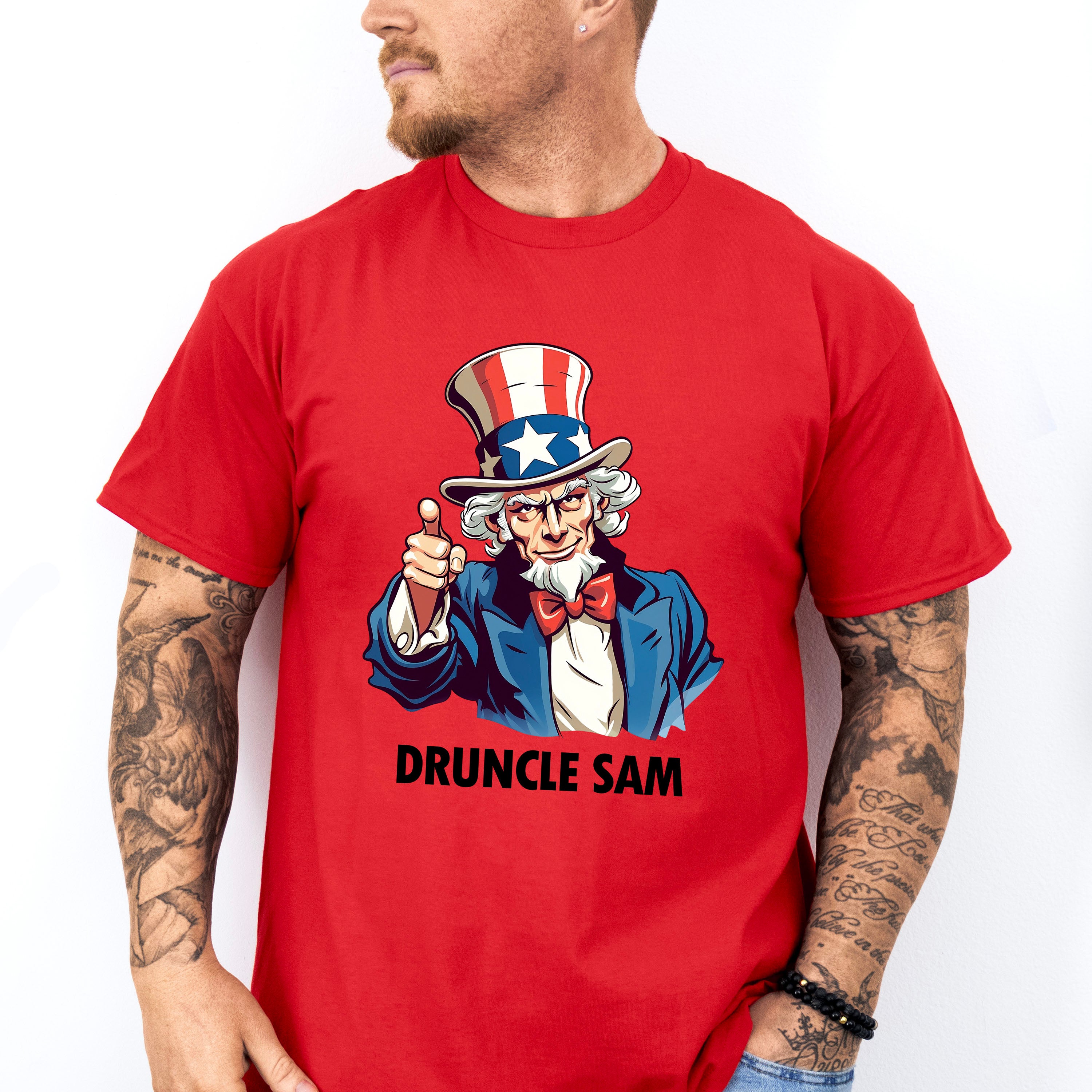 Druncle Sam B&amp;W - 4th Of July Unisex Crewneck T-Shirt Sweatshirt Hoodie