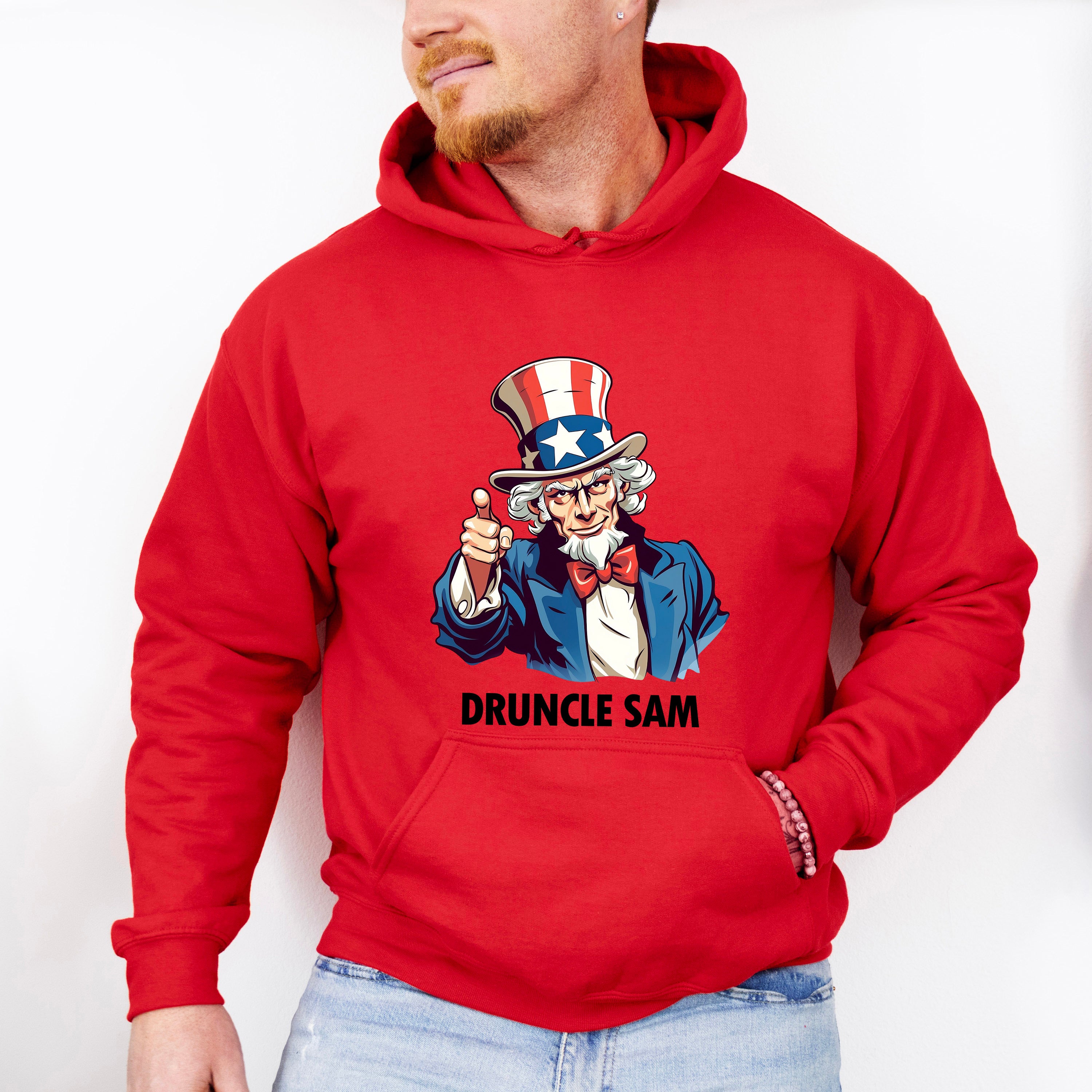 Druncle Sam B&amp;W - 4th Of July Unisex Crewneck T-Shirt Sweatshirt Hoodie
