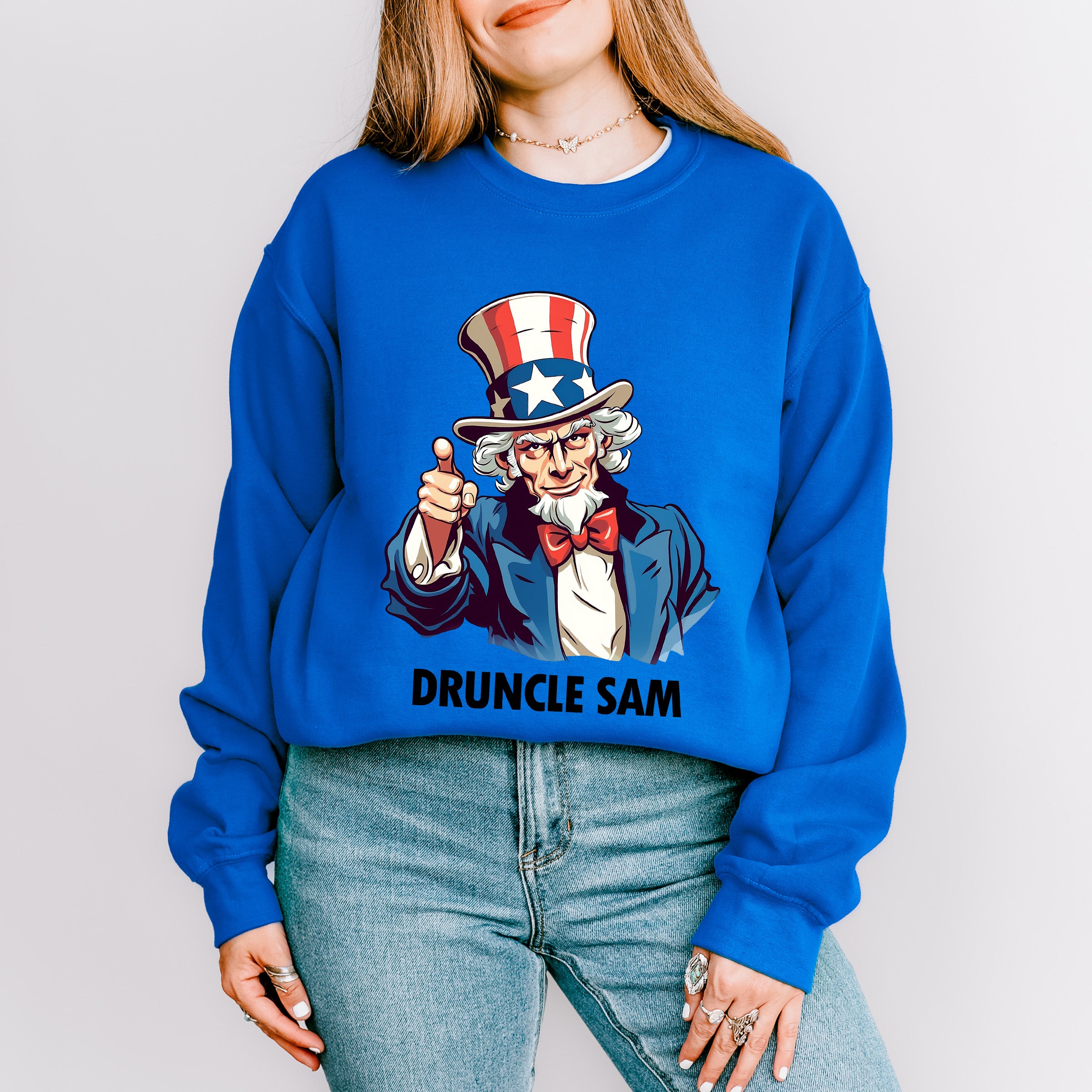 Druncle Sam B&amp;W - 4th Of July Unisex Crewneck T-Shirt Sweatshirt Hoodie