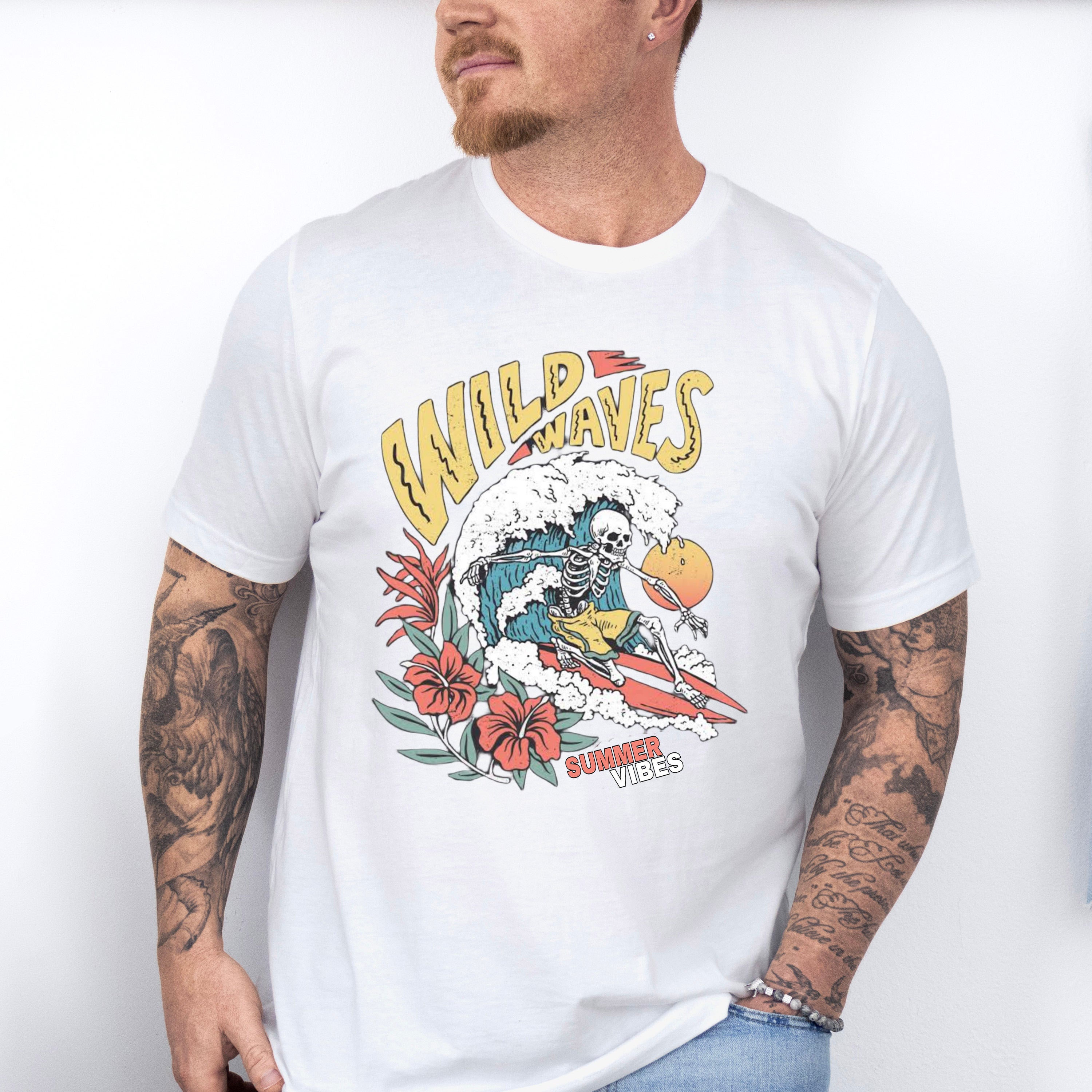 Wild Waves Summer Vibes - Surfing Theme Unisex Crewneck T-Shirt Sweatshirt Hoodie