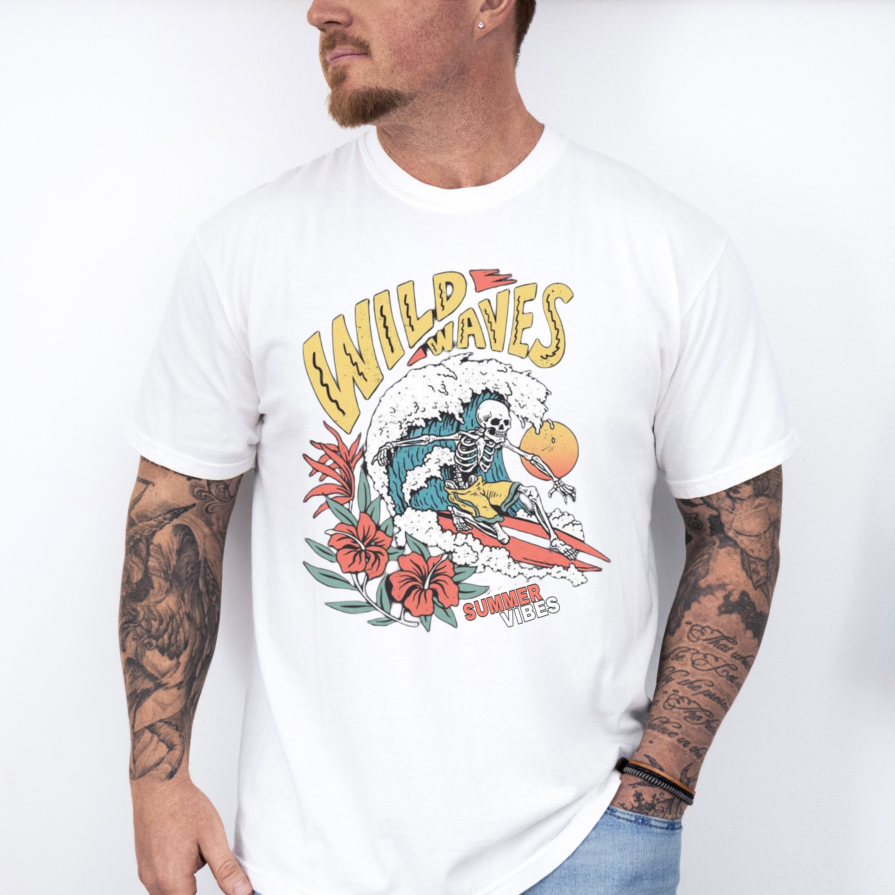 Wild Waves Summer Vibes - Surfing Theme Unisex Crewneck T-Shirt Sweatshirt Hoodie
