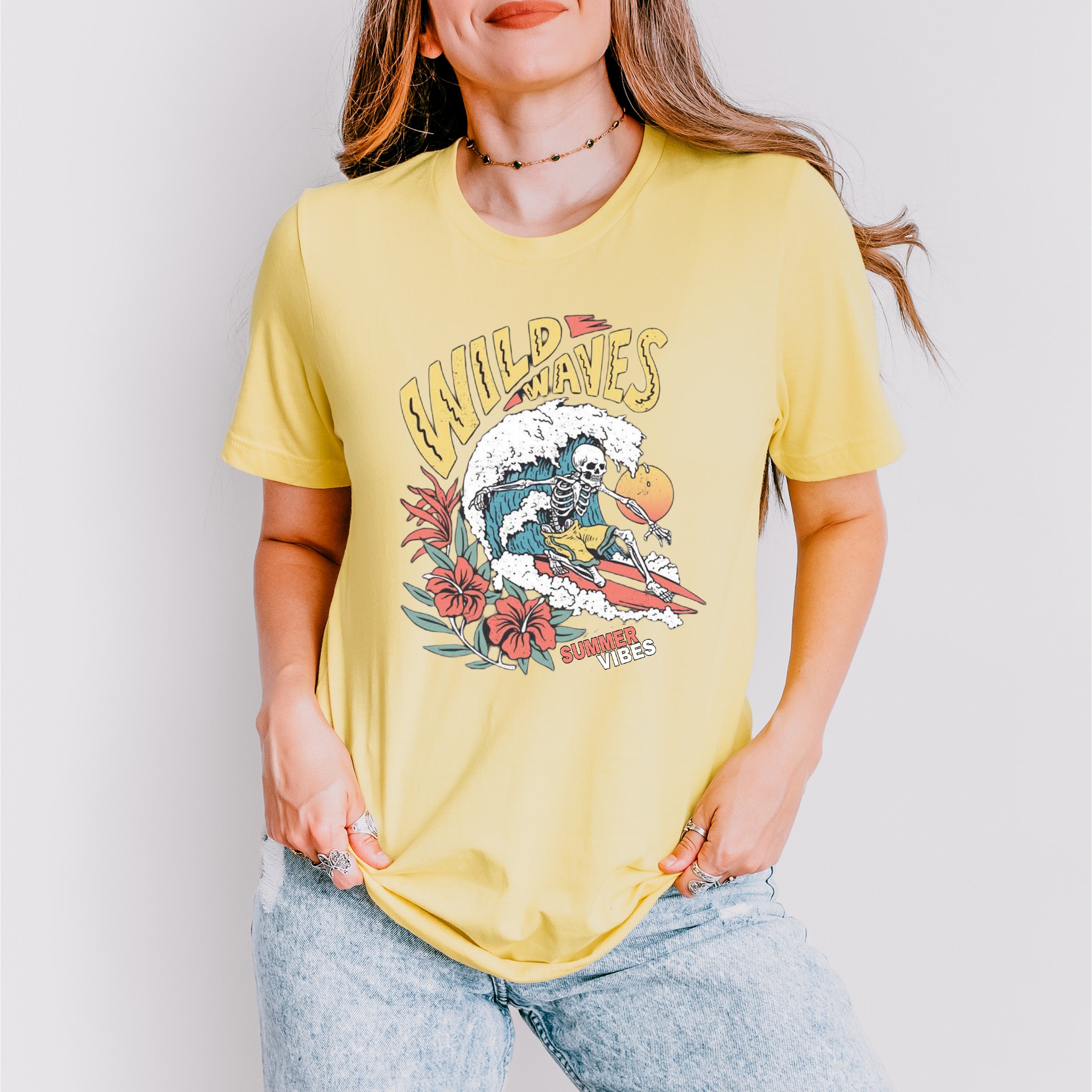 Wild Waves Summer Vibes - Surfing Theme Unisex Crewneck T-Shirt Sweatshirt Hoodie
