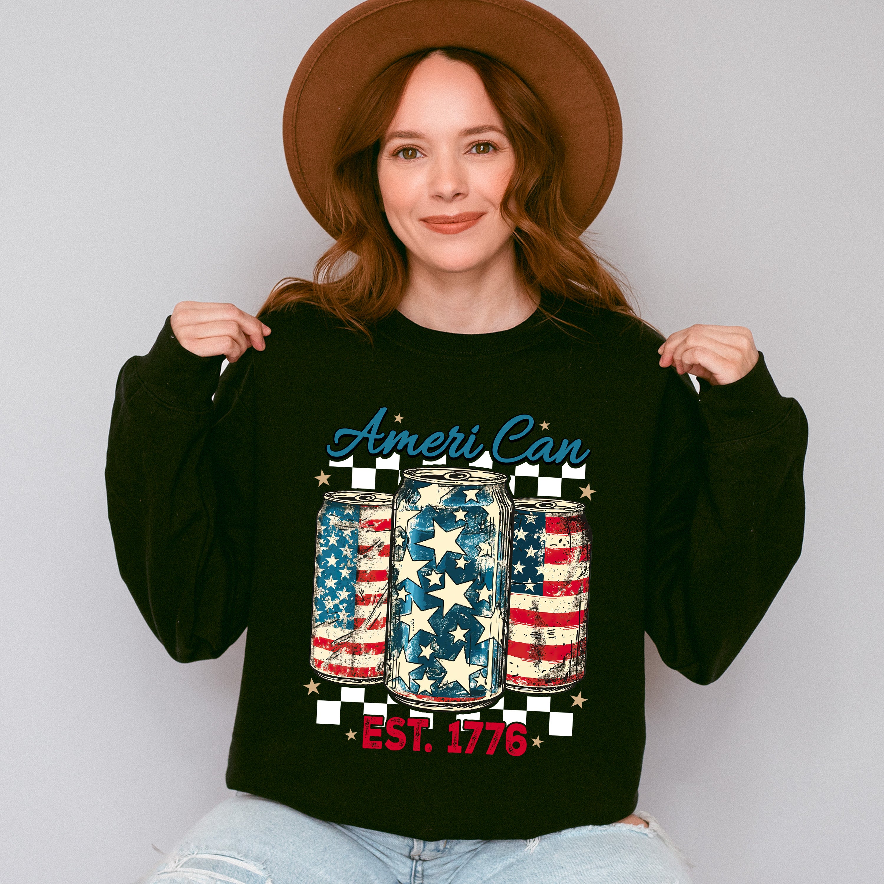 Ameri Can EST 1776 - 4th Of July Unisex Crewneck T-Shirt Sweatshirt Hoodie