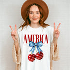 America Cherries Blue Ribbon - 4th Of July Unisex Crewneck T-Shirt Sweatshirt Hoodie