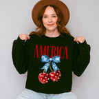 America Cherries Blue Ribbon - 4th Of July Unisex Crewneck T-Shirt Sweatshirt Hoodie