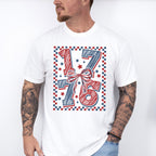 1776 Red And Blue Checkers And Stars - 4th Of July Unisex Crewneck T-Shirt Sweatshirt Hoodie
