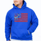 Blue Dinosaur US Flag Red Design - 4th Of July Unisex Crewneck T-Shirt Sweatshirt Hoodie
