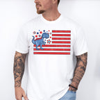 Blue Dinosaur US Flag Red Design - 4th Of July Unisex Crewneck T-Shirt Sweatshirt Hoodie