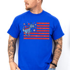 Blue Dinosaur US Flag Red Design - 4th Of July Unisex Crewneck T-Shirt Sweatshirt Hoodie