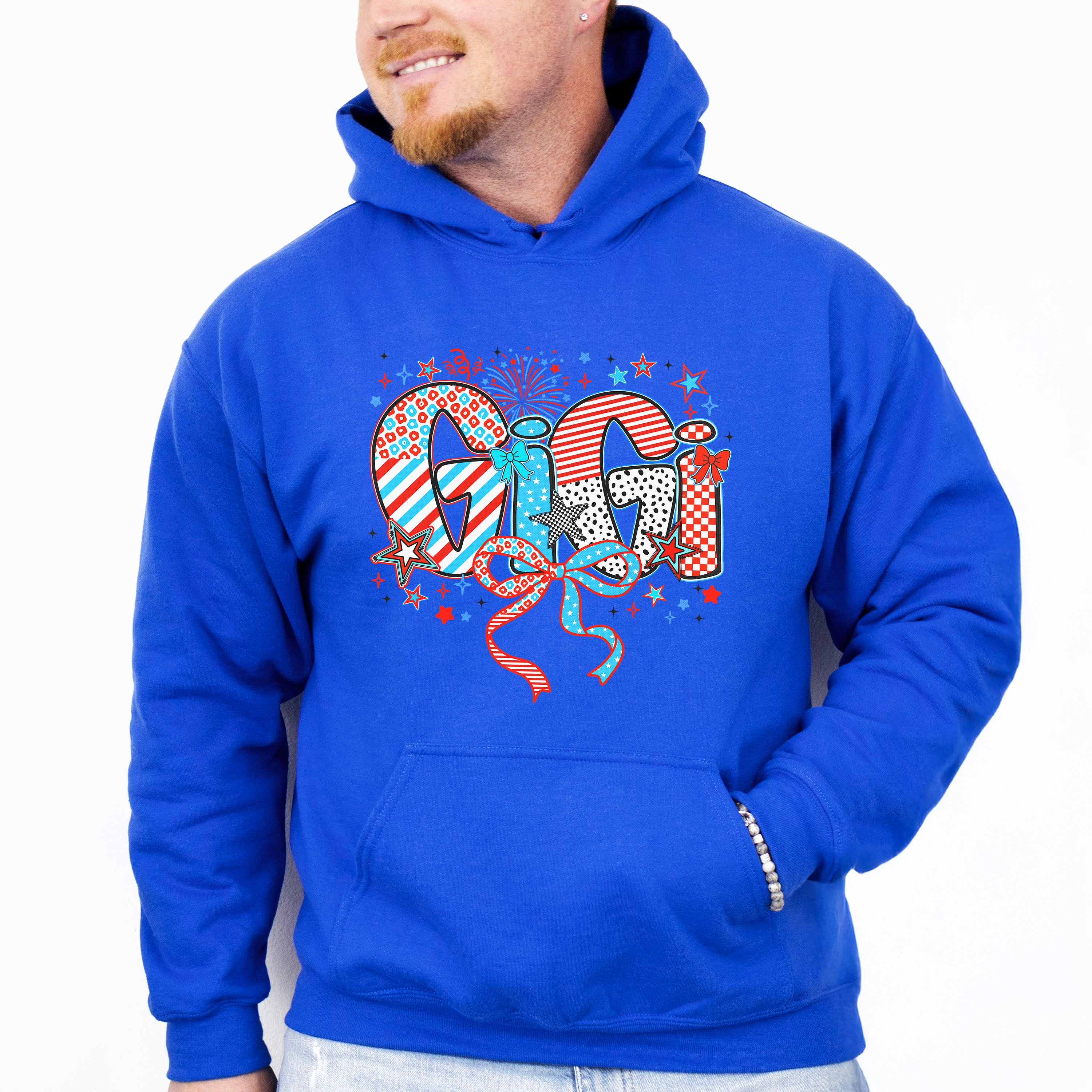 Gigi Ribbons, Stars And Fireworks - 4th Of July Unisex Crewneck T-Shirt Sweatshirt Hoodie