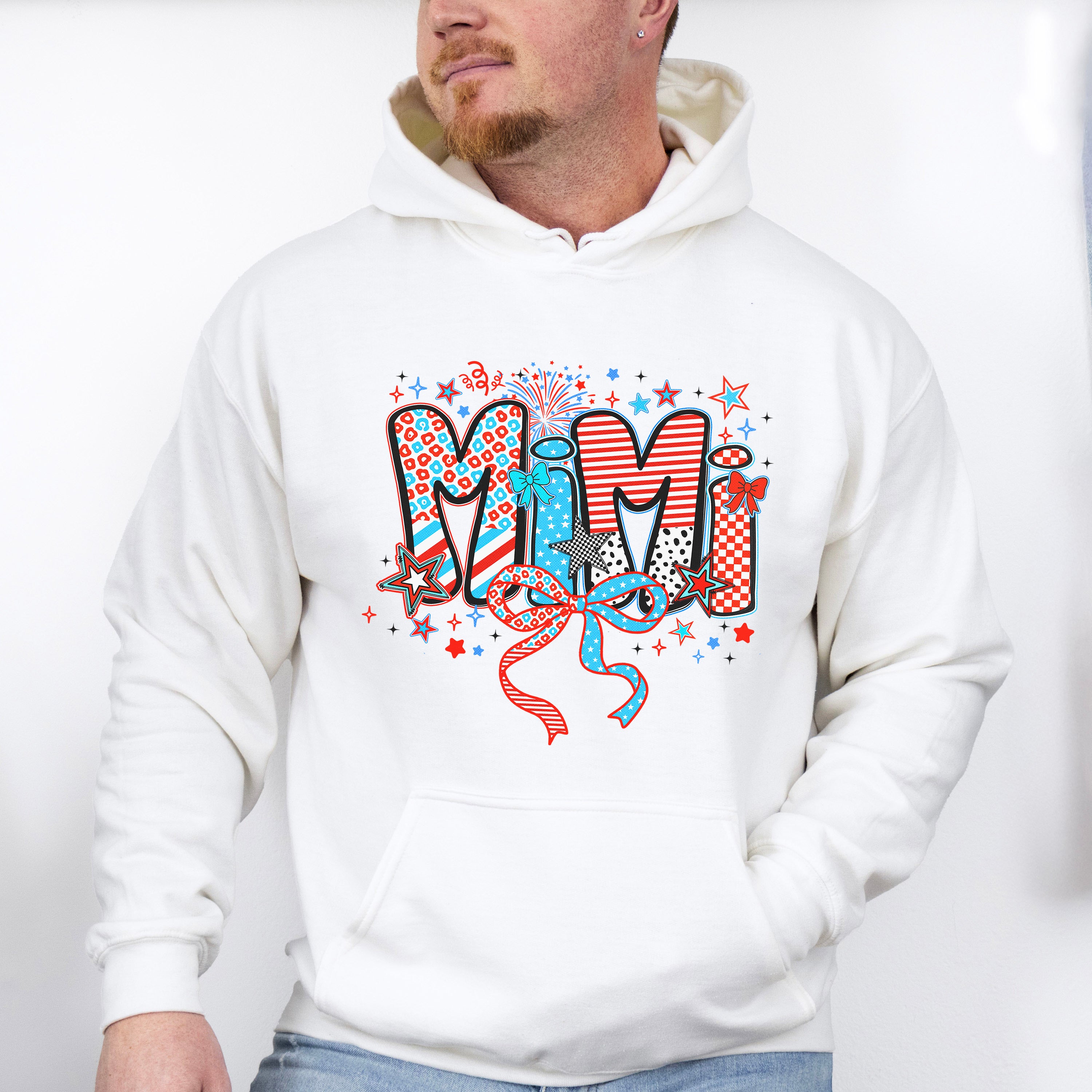 Mimi Ribbons, Stars And Fireworks - 4th Of July Unisex Crewneck T-Shirt Sweatshirt Hoodie