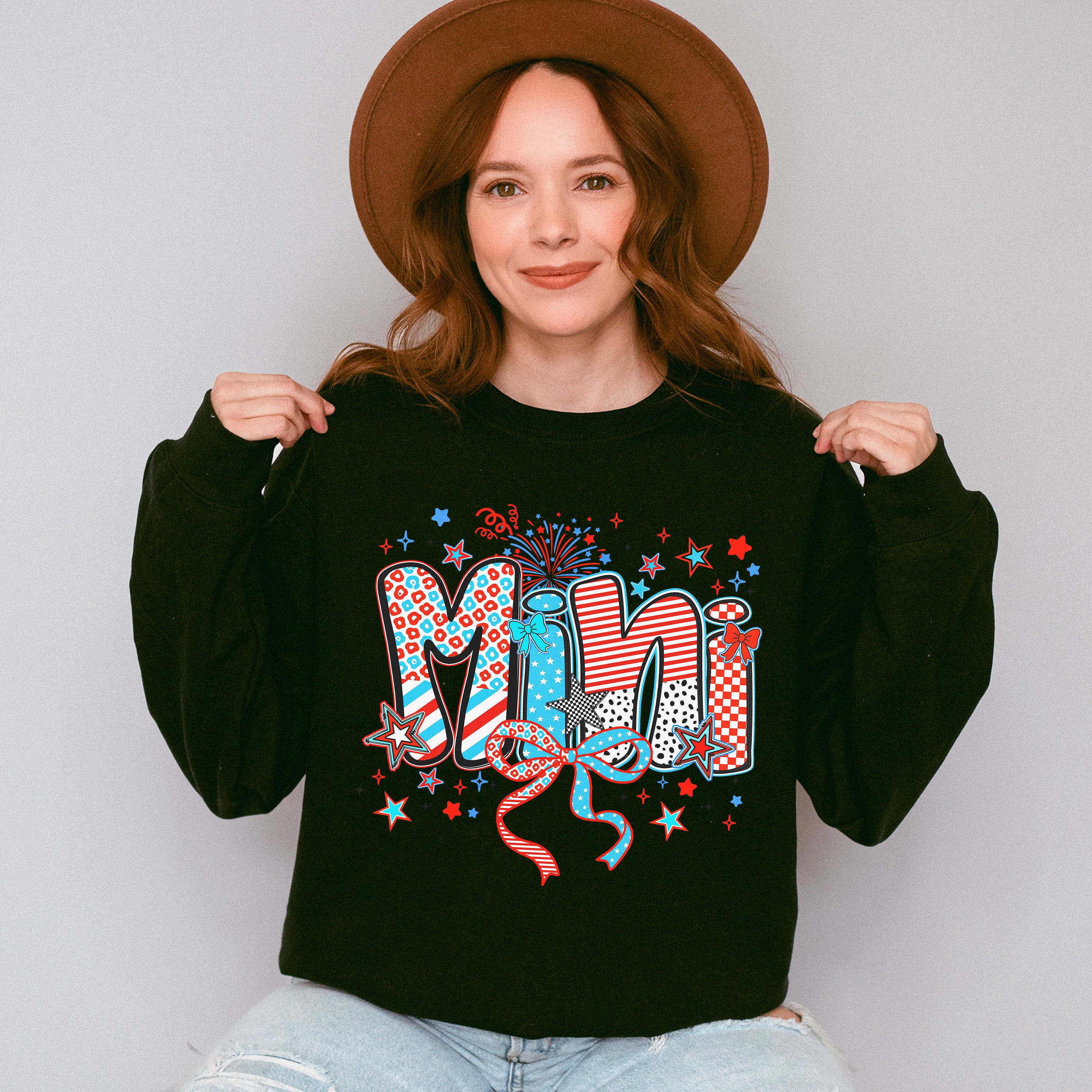 Mini Ribbons, Stars And Fireworks - 4th Of July Unisex Crewneck T-Shirt Sweatshirt Hoodie