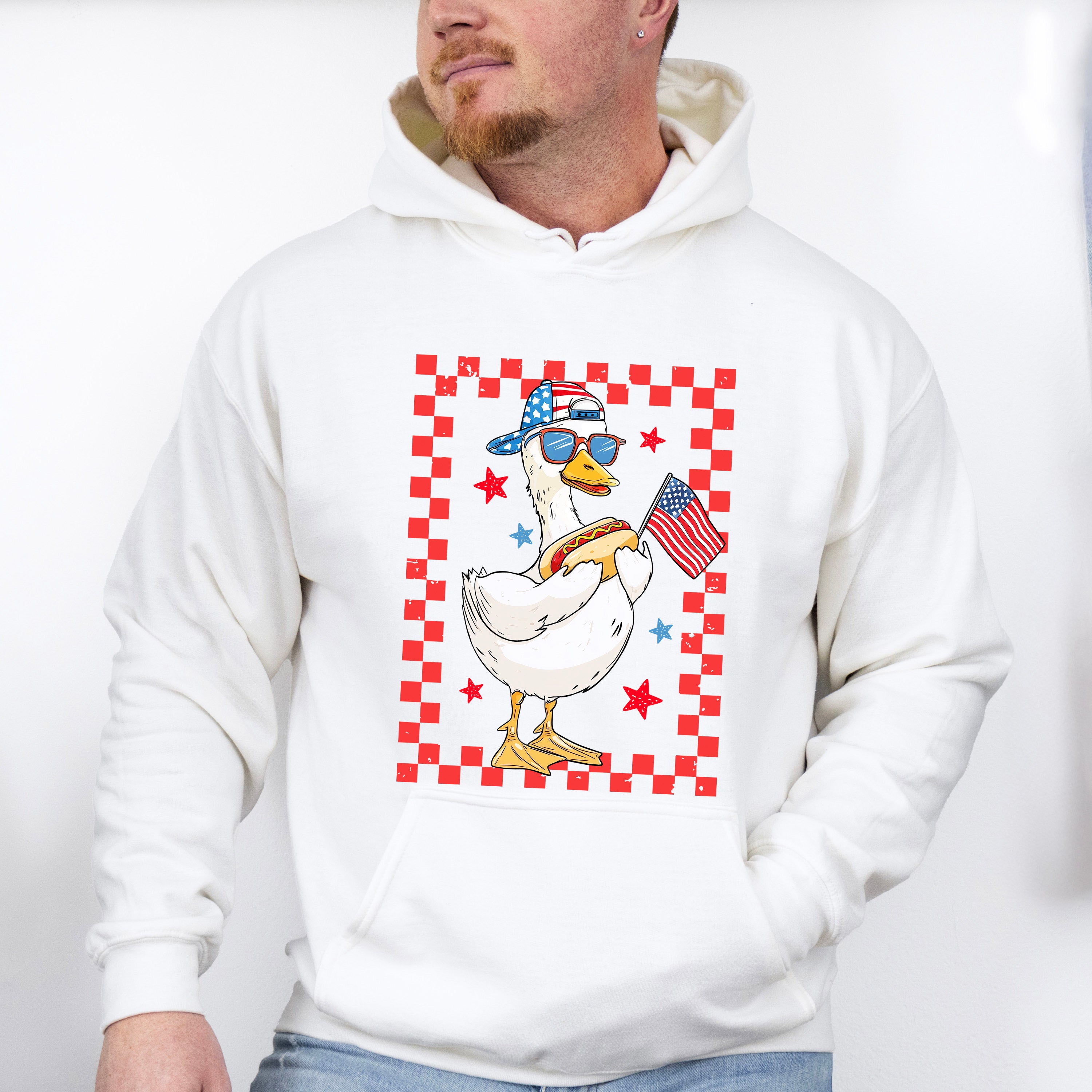 Boy Goose Hot Dog Red Design - 4th Of July Unisex Crewneck T-Shirt Sweatshirt Hoodie