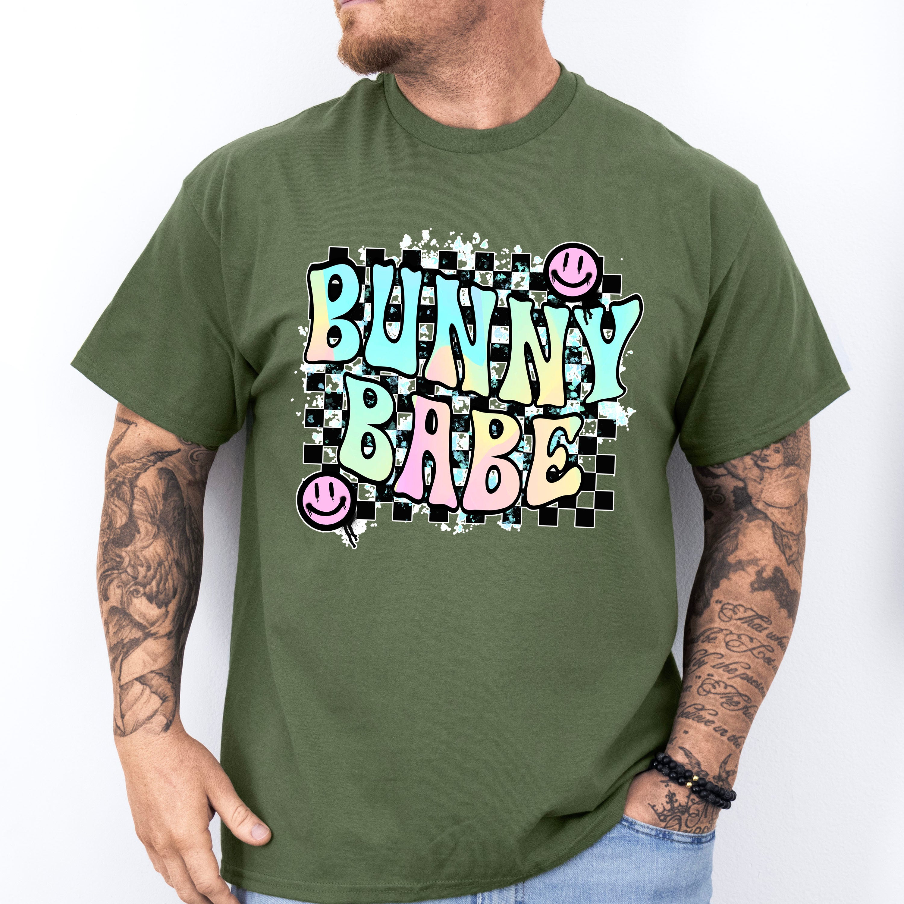 Bunny Babe Smiley - Easter Day Unisex Crewneck T-Shirt Sweatshirt Hoodie