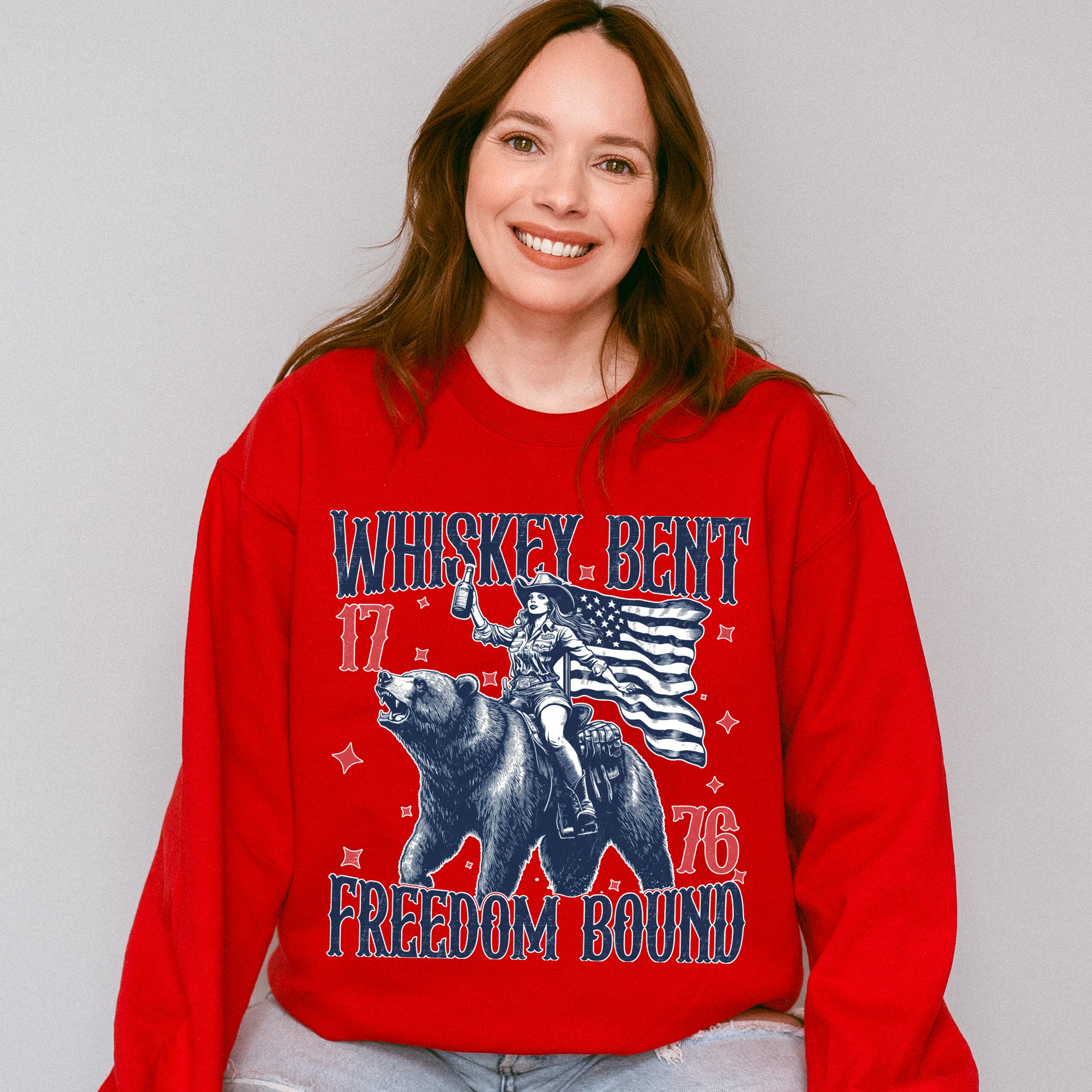 Whiskey Bent Freedom Bound - 4th Of July Unisex Crewneck T-Shirt Sweatshirt Hoodie