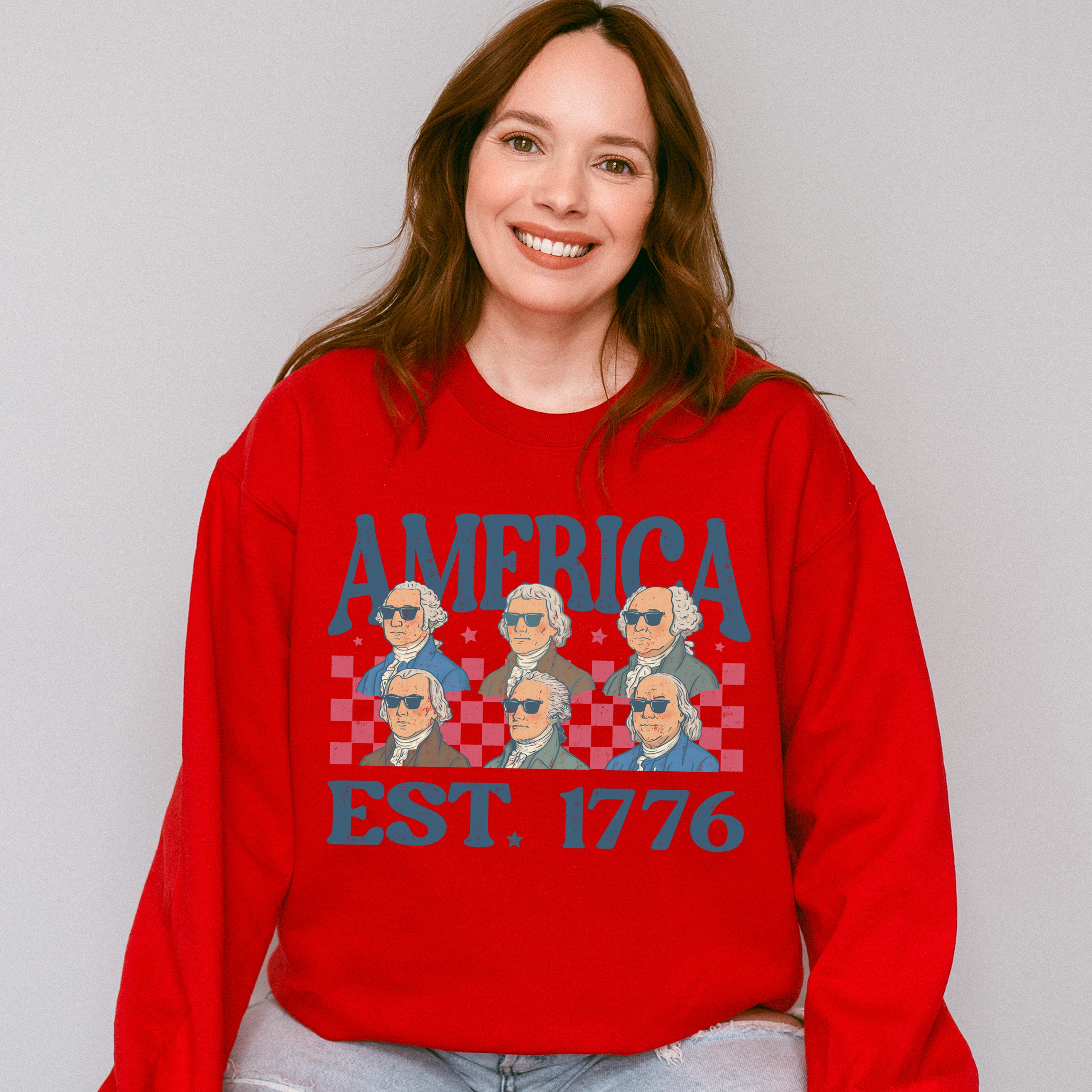America EST. 1776 Founders - 4th Of July Unisex Crewneck T-Shirt Sweatshirt Hoodie