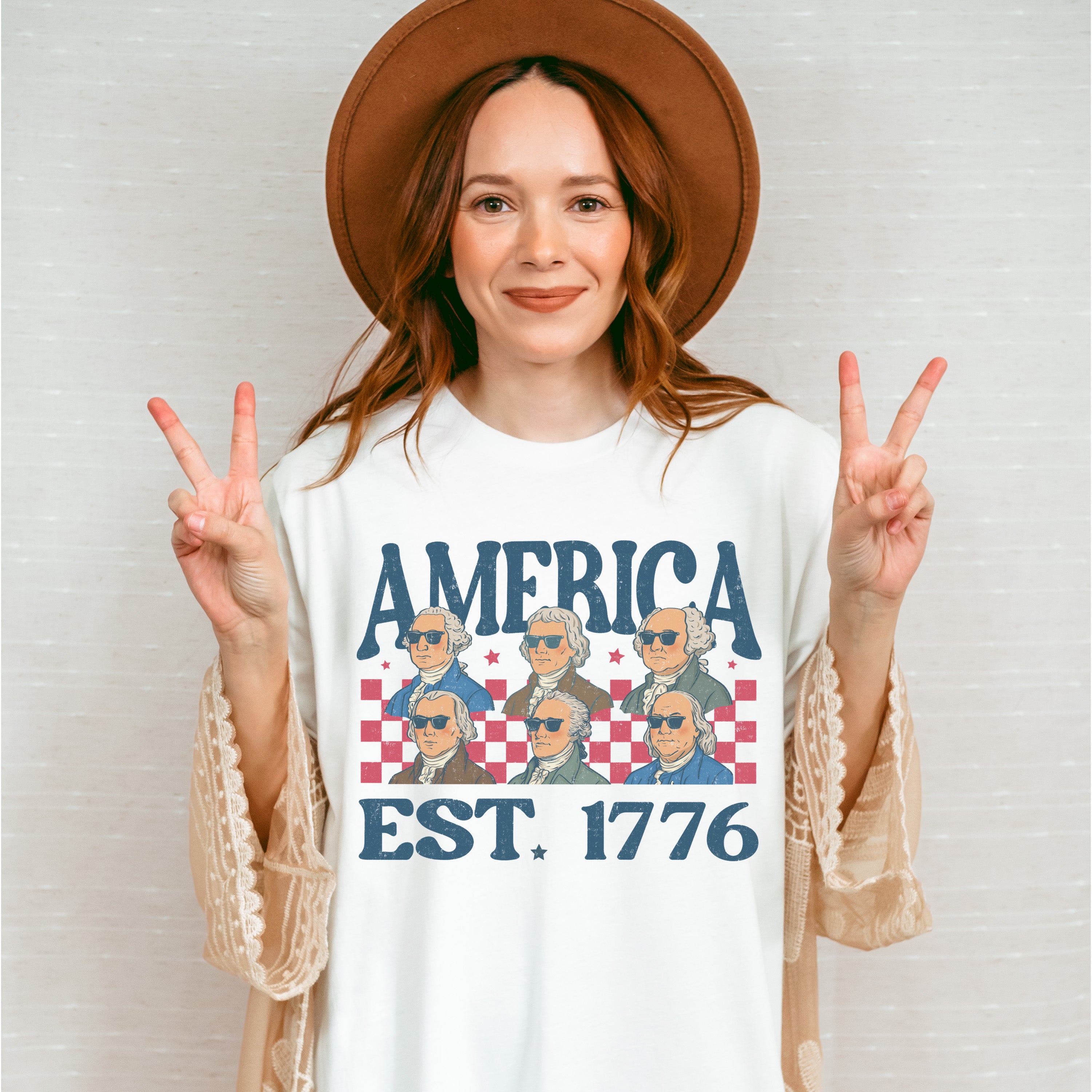 America EST. 1776 Founders - 4th Of July Unisex Crewneck T-Shirt Sweatshirt Hoodie